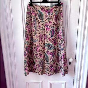Women’s East 5th Linen Blend A Line Paisley Side Zip Lined Skirt Size 16